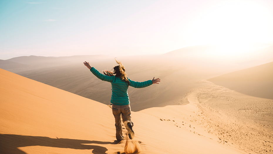 In der Wüste Namibias findest Du einige der weltweit größten Sanddünen.