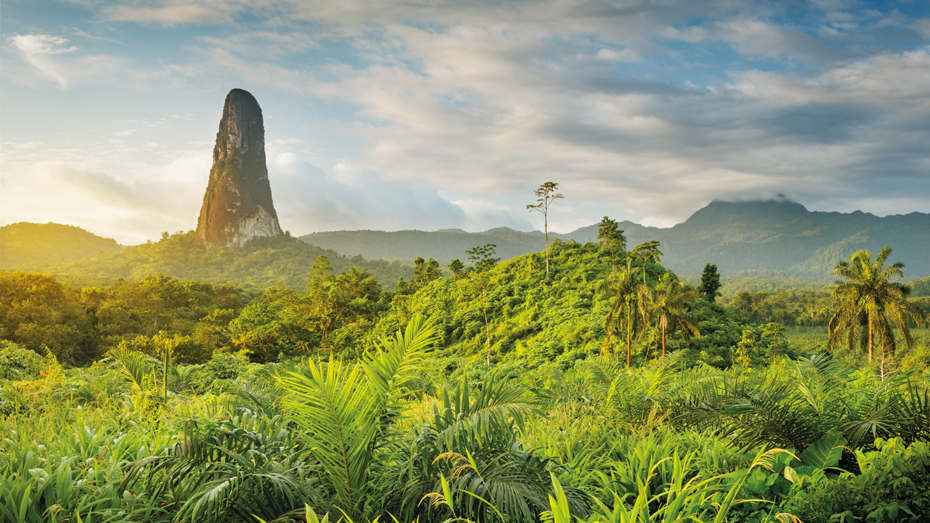 Der 668 m hohe Felsturm des Pico Cão Grande auf São Tomé © Justin Foulkes / Lonely Planet