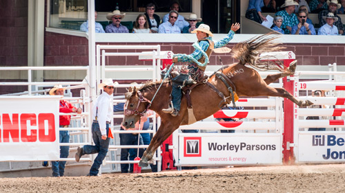 Bareback Rodeo Reiter bei der Calgary Stampede - (Foto: ©Justin Foulkes/LP TRAVELLER MAGAZINE COLLECTION)