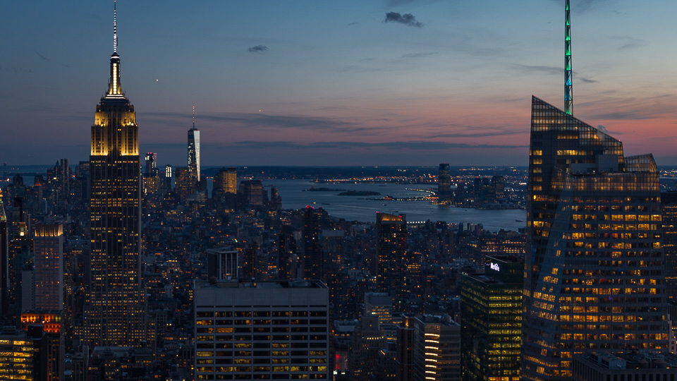 Sonnenuntergang von der Aussichtsplattform der Rockefeller Centers gesehen - (Foto: Stephan Goldmann)