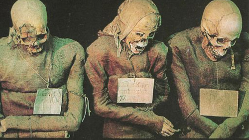 Die Mumien in der Kapuzinergruft - (Foto von Sibeaster (Eigenes Werk) [Public domain], via Wikimedia Commons)