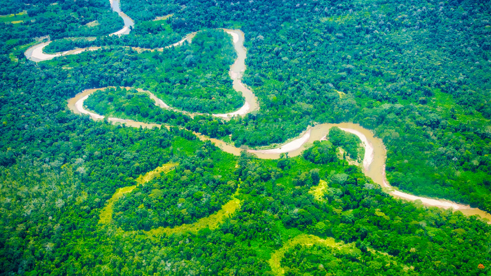 Luftaufnahme des braunen Napo River, der sich durch den grünen Dschungel des ecuadorianischen Amazonas schlängelt - (Foto:©Jonne Seijdel/500px)